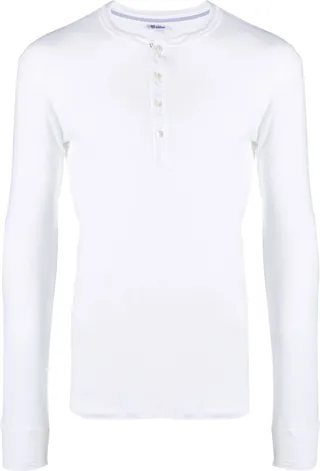 White Henley Long-Sleeved Top