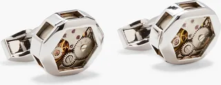 Embellished rhodium-plated cufflinks
