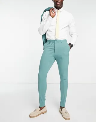 ASOS DESIGN super skinny suit pants in sage green