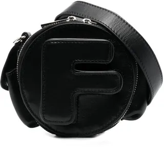 F Round leather shoulder bag