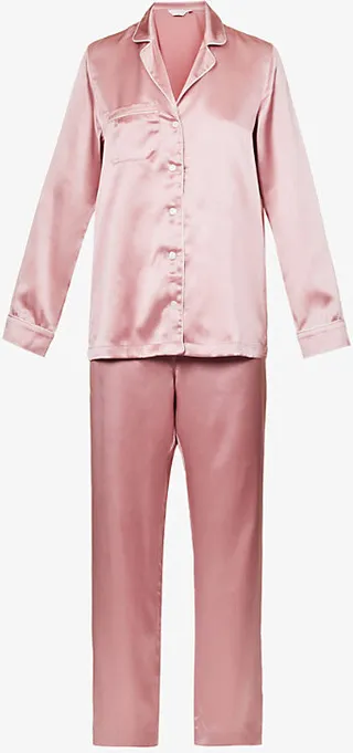Womens Rose Bailey Piped Silk Pyjamas