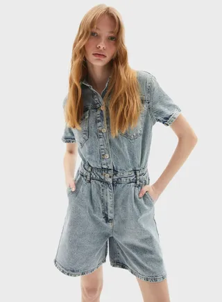 Pocket Detail Button Down Jumpsuit