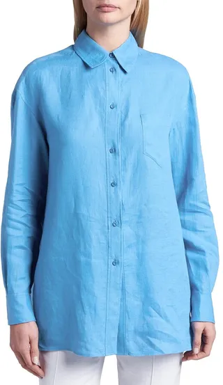 Long-Sleeve Linen Blouse