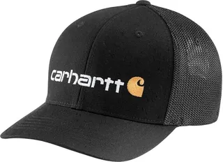 Carhartt Rugged Flex(r) Fitted Canvas Mesh Back Graphic Cap (Black) Caps
