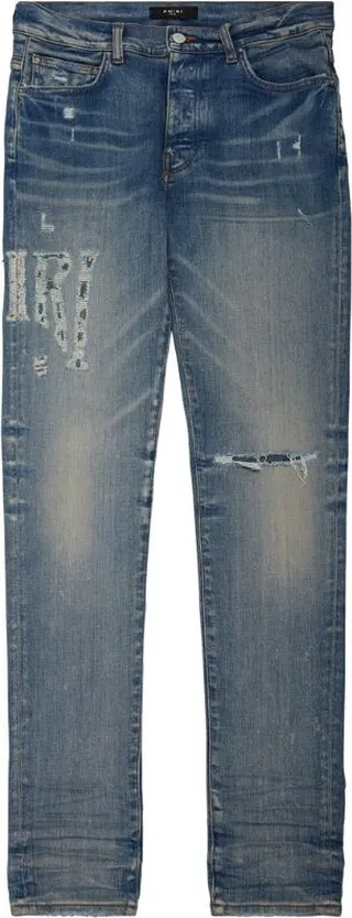Amiri Distressed Logo Skinny Jeans