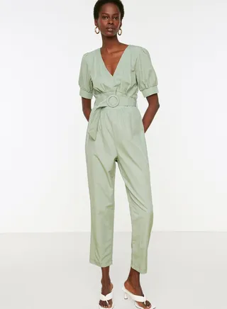 Plunge Neck Pocket Detail Jumpsuit