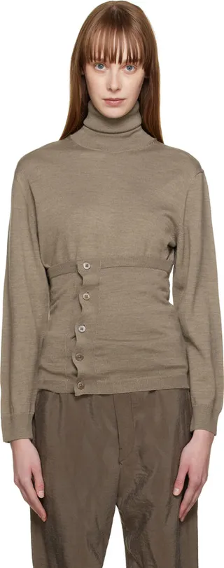 LEMAIRE Gray Button Turtleneck