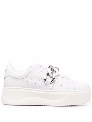 Chain-Link Leather Sneakers