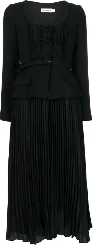 Ruched Crepe Midi Dress