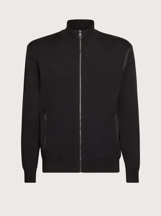 Ferragamo Men Wool cardigan with nubuck details Black