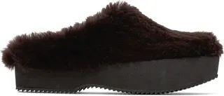 Dries Van Noten Brown Shearling Slippers