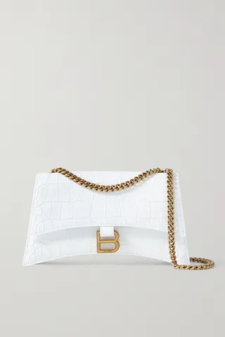 Balenciaga - Crush Small Croc-effect Leather Shoulder Bag - White