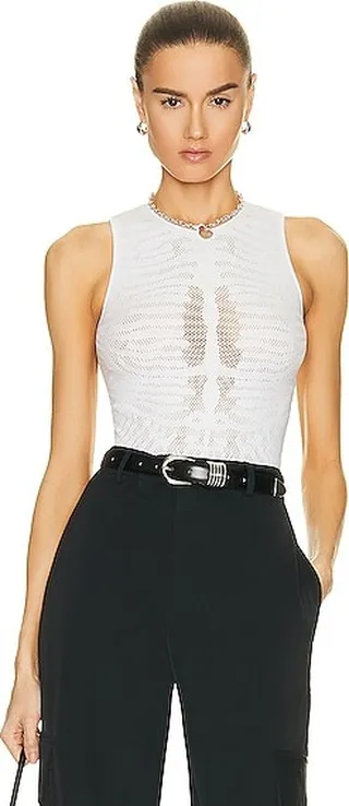Wolford Zebra Net String Bodysuit in White