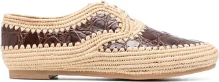 Interwoven-Design Straw-Leather Brogues