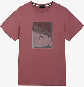 Mens Maroon Graphic-print Cotton-jersey T-shirt