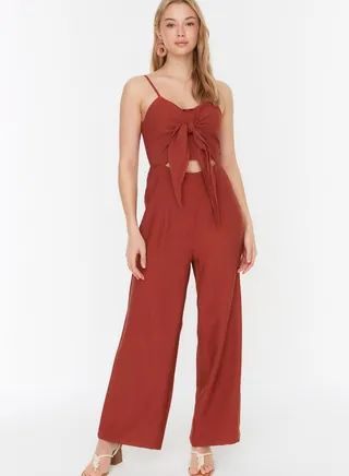 Cut Out Tie Detail Jumpsuit