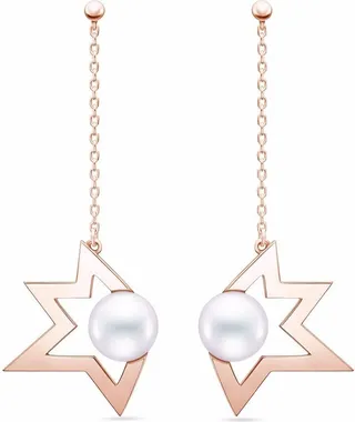 18kt rose gold Collection Line Comet Plus pearl drop earrings