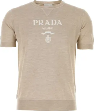 Prada Logo Intarsia Knitted Crewneck T-Shirt