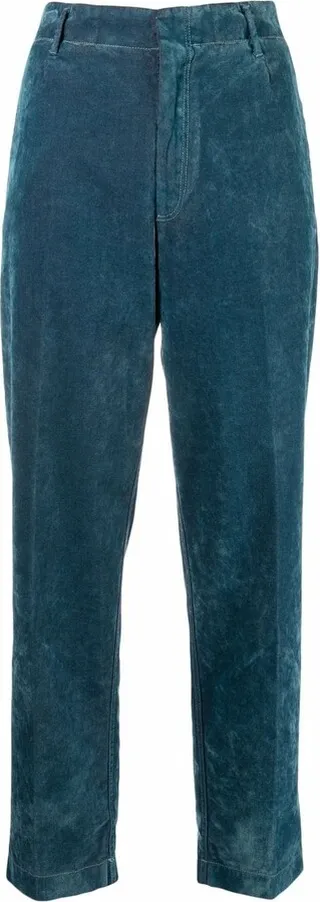 Slim-Cut Velour Trousers