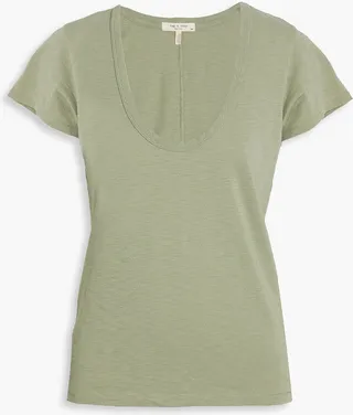 U Neck slub organic Pima cotton-jersey T-shirt