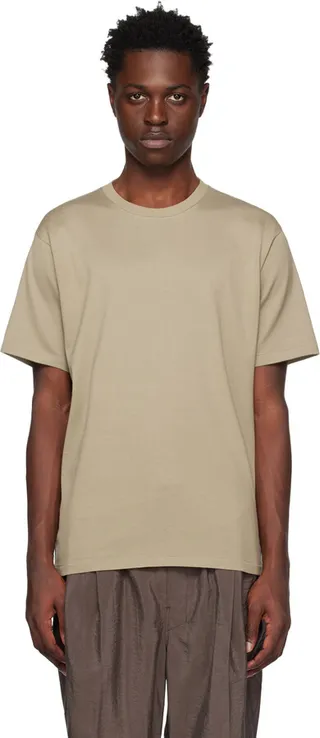 AURALEE Taupe Luster Plaiting T-Shirt