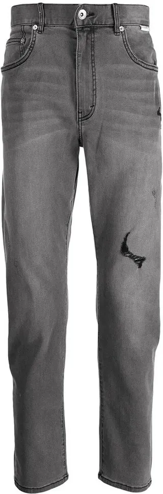 Distressed Slim-Cut Jeans