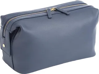 ROYCE New York Leather Executive Toiletry Bag (Navy Blue) Luggage