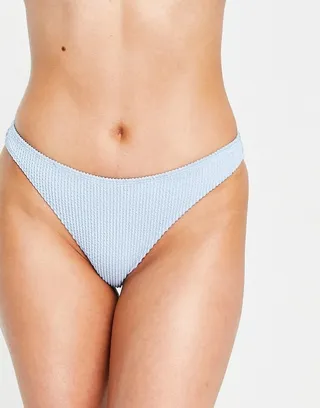 Monki textured bikini brief in blue - MBLUE