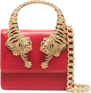 Crystal-Embellished Tiger Crossbody Bag