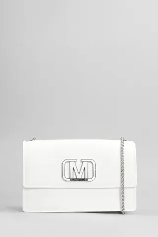Flat Supermee M Hand Bag In White Faux Leather
