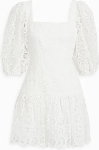 Gathered macramé mini dress