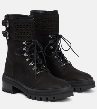 Laser-cut leather boots