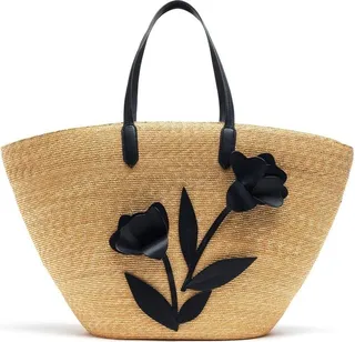 Flower-Patch Interwoven Tote Bag