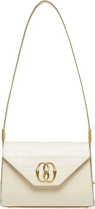 Crocodile-Effect Leather Shoulder Bag