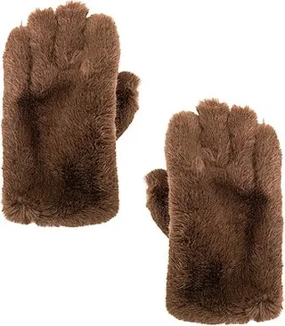 STAND STUDIO Carmen Faux Fur Gloves in Brown