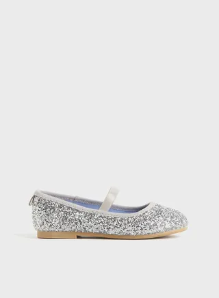 Kids Glittery Slip On Ballerinas