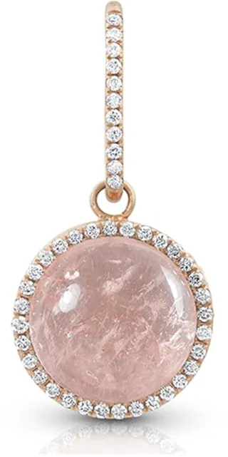 18k Rose Gold Morganite Cabochon Diamond Pendant
