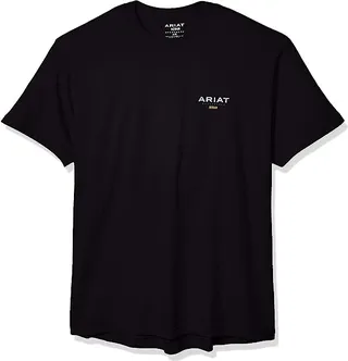 Ariat Men's Rebar Cottonstrong Short Sleeve Logo Crewwork Utility Tee Shirt (Black) Men's Clothing