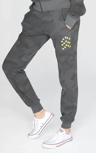 Black Camo -Flat Pocket Sweatpants in Vintage Black
