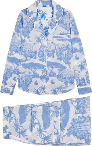 Desmond & Dempsey Loxodonta Printed Cotton Pyjama Set