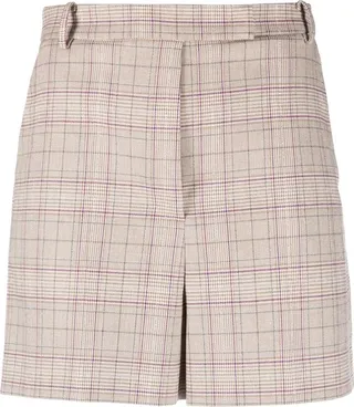 Check-Print Tailored Mini Shorts