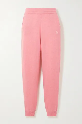 Sporty & Rich - Ina Embroidered Cashmere Sweatpants - Pink