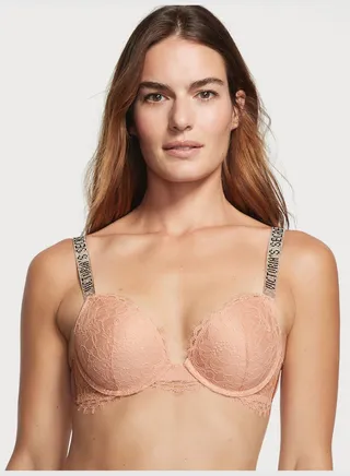Shine Strap Lace Push-Up Bra