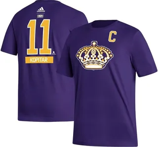 Men's adidas Anze Kopitar Purple Los Angeles Kings Reverse Retro 2.0 Name and Number T-shirt