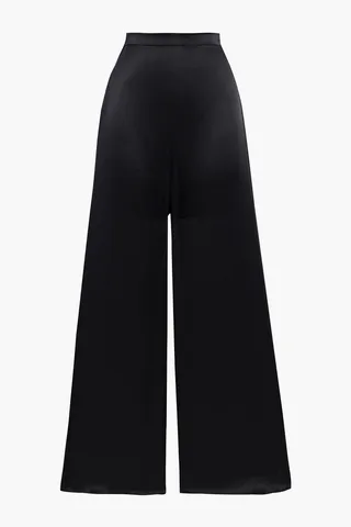 May silk-satin crepe wide-leg pants