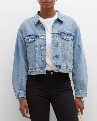 Charli Slightly Distressed Denim Trucker Jacket