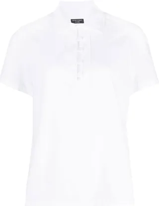 Button-Front Short-Sleeved Polo Shirt