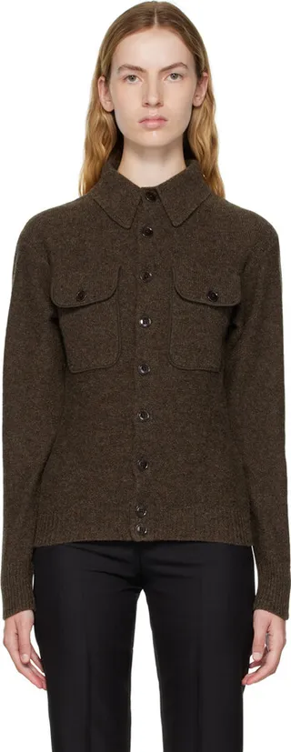 LEMAIRE Brown Fitted Cardigan