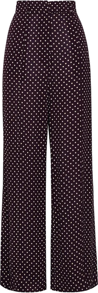 Polka-dot crepe wide-leg pants