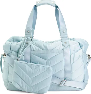 Chevron Quilted Duffel With Wristlet Pouch